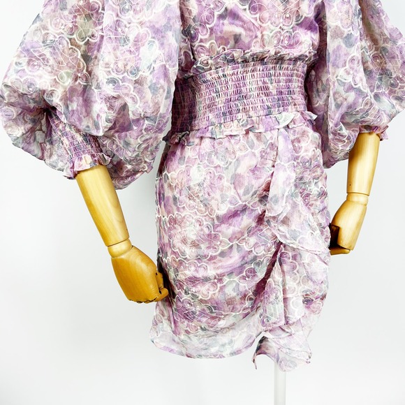 NWT Elliat Resorts dress lilac lavender purple mini dress floral pattern size XS - Picture 3 of 10